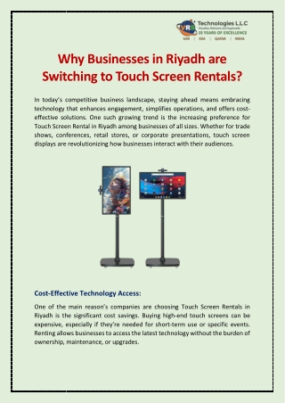 Why Businesses in Riyadh are Switching to Touch Screen Rentals?
