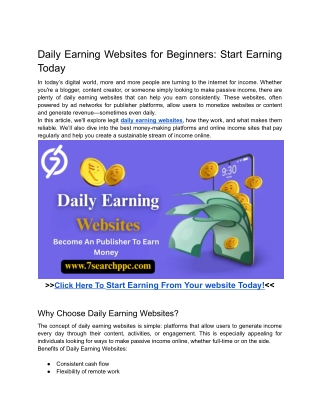 Daily Earning Websites for Beginners: Start Earning Today