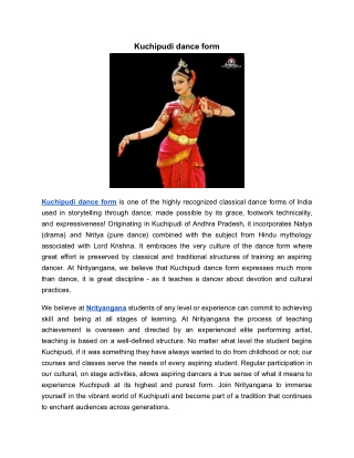 Kuchipudi dance form | Nrityangana