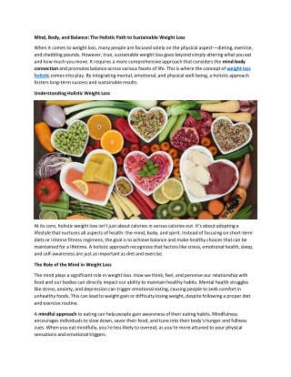 Transform Your Life with Weight Loss Holistic Solutions