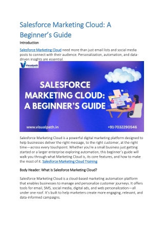 Salesforce Marketing Cloud Training | Visualpath