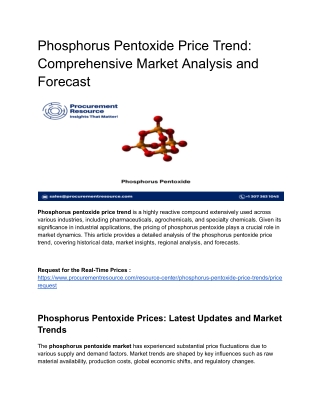 Phosphorus Pentoxide Price Trend - Comprehensive Market Analysis and Forecast