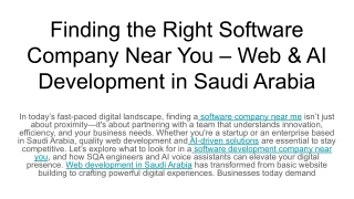 Finding the Right Software Company Near You – Web & AI Development in Saudi Arabia
