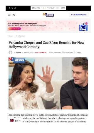 Priyanka Chopra and Zac Efron Reunite for New Hollywood Comedy