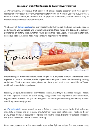 Epicurean Delights Recipes to Satisfy Every Craving