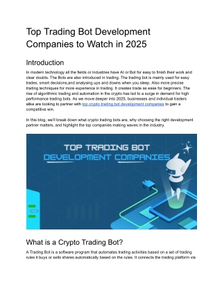 Top Trading Bot Development Companies to Watch in 2025