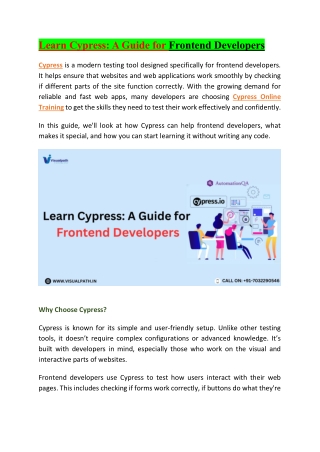 Cypress Automation Training - Cypress Course Online