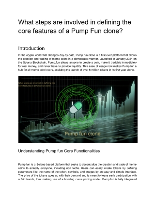 What steps are involved in defining the core features of a Pump Fun clone