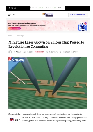 Miniature Laser Grown on Silicon Chip Poised to Revolutionise Computing