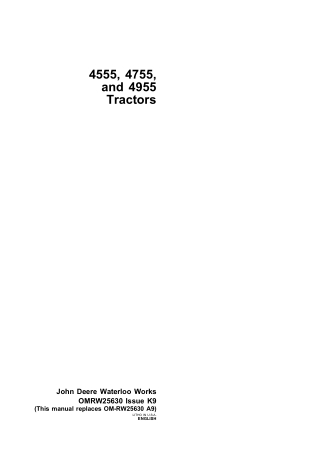 John Deere 4955 Tractors Operator’s Manual Instant Download (Publication No.OMRW25630)