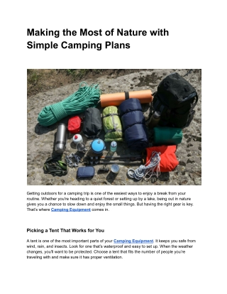 Things to Know Before Buying Camping Equipment