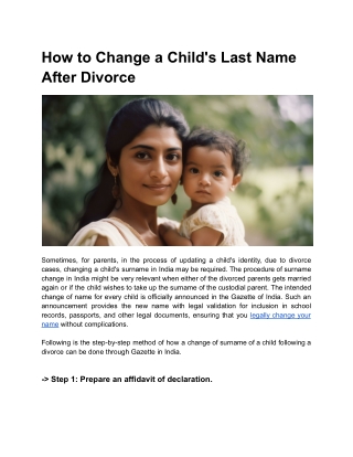 How to Change a Childs Last Name After Divorce