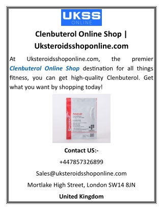Clenbuterol Online Shop Uksteroidsshoponline.com