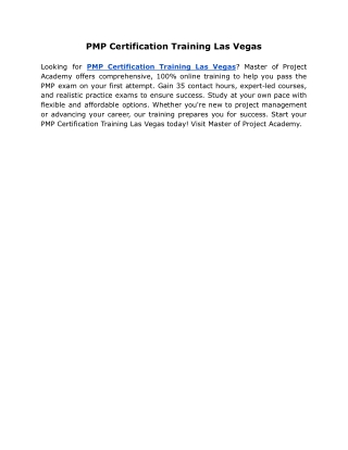 PMP Certification Training Las Vegas