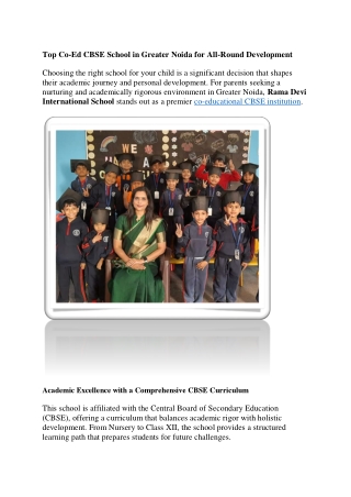 Top Co-Ed CBSE School in Greater Noida for All-Round Development