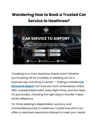 Smooth and Stylish Car Service to the Airport