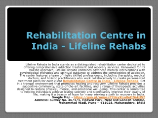 Rehabilitation Centre in India - Lifeline Rehabs