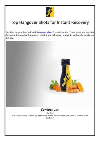 Top Hangover Shots for Instant Recovery