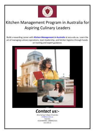 Kitchen Management Program in Australia for Aspiring Culinary Leaders