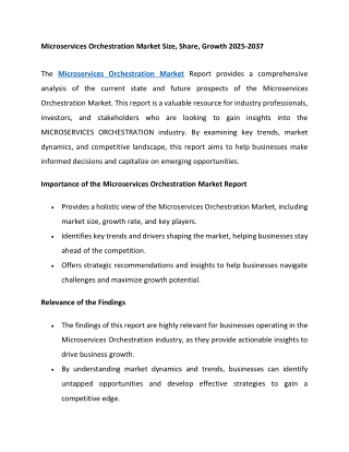 Microservices Orchestration Market Size, Share, Growth 2025-2037