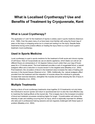 What is Localised Cryotherapy