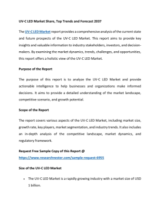 UV-C LED Market Share, Top Trends and Forecast 2037