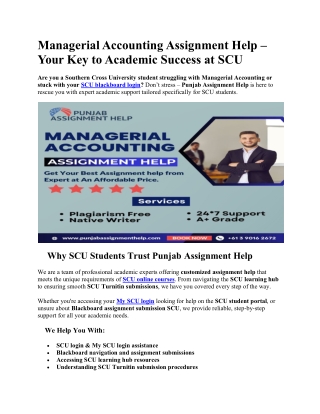 Managerial Accounting Assignment Help – Your Key to Academic Success at SCU