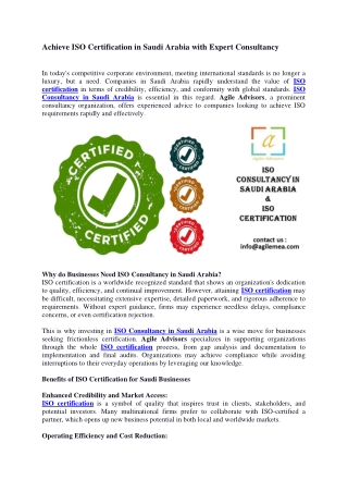 Achieve ISO Certification in Saudi Arabia with Expert Consultancy