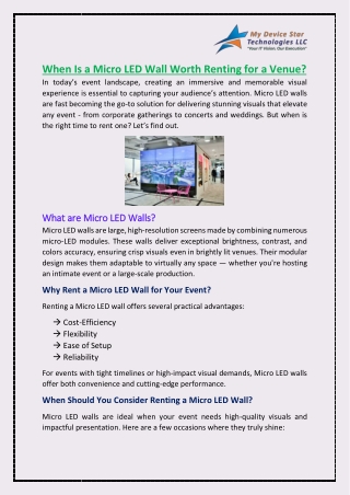 When Is a Micro LED Wall Worth Renting for a Venue?