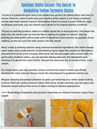 Spotless White Carpet: The Secret to Banishing Yellow Turmeric Stains