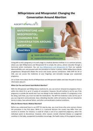 Mifepristone and Misoprostol: Changing the Conversation Around Abortion