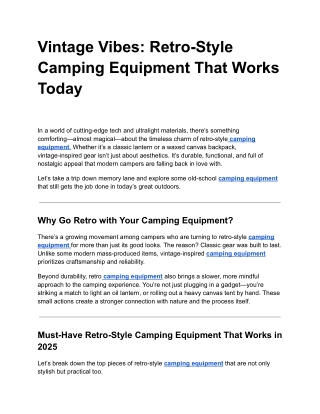 Vintage Vibes: Retro-Style Camping Equipment That Works Today