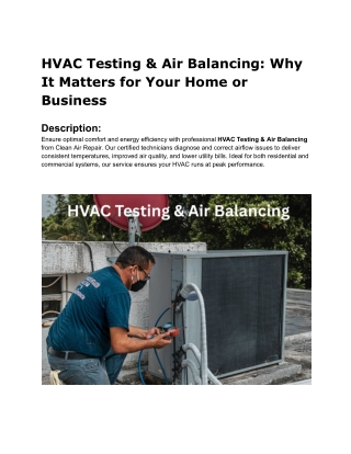 HVAC Testing & Air Balancing