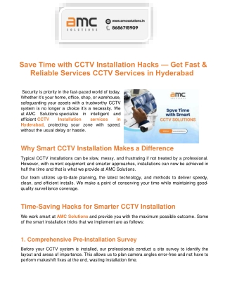Save Time with CCTV Installation Hacks  Get Fast & Reliable Services CCTV Services in Hyderabad