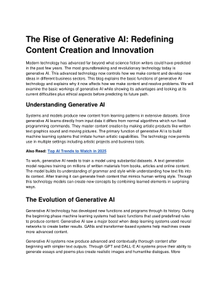 The Rise of Generative AI: Revolutionizing Content Creation & Innovation