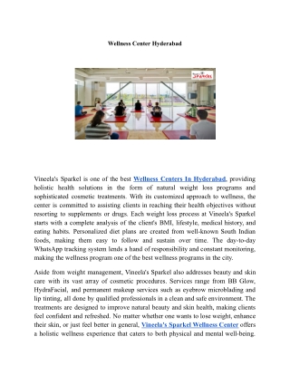 Wellness Center Hyderabad | Vineela’s Sparkel Wellness Center