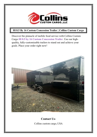 Hl 8.5 By 16 Custom Concession Trailer  Collins Custom Cargo