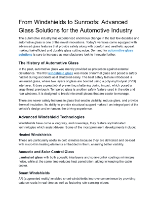 From Windshields to Sunroofs_ Advanced Glass Solutions for the Automotive Industry