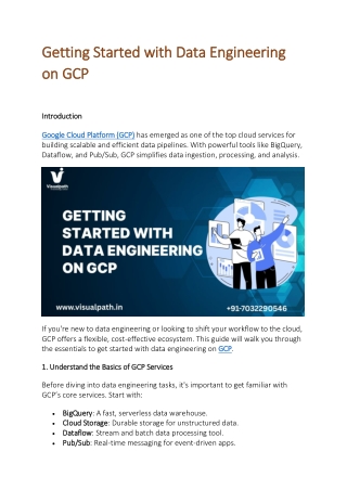 Best GCP Data Engineer Training in Chennai | Visualpath