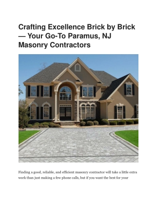 Garden State Masonry - Expert Masonry Contractor in Paramus, NJ
