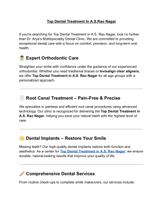 Top Dental Treatment In A.S.Rao Nagar