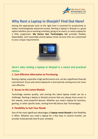 Why Rent a Laptop in Sharjah? Find Out Here!