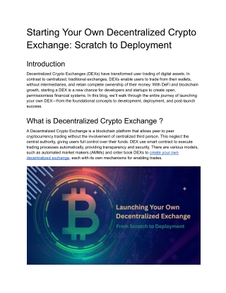 Launching Your Own Decentralized Crypto Exchange_ Scratch to Deployment
