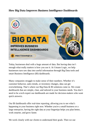 How Big Data Improves Business Intelligence Dashboards