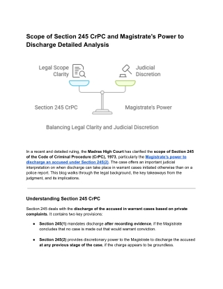 Scope of Section 245 CrPC and Magistrate's Power to Discharge Detailed Analysis