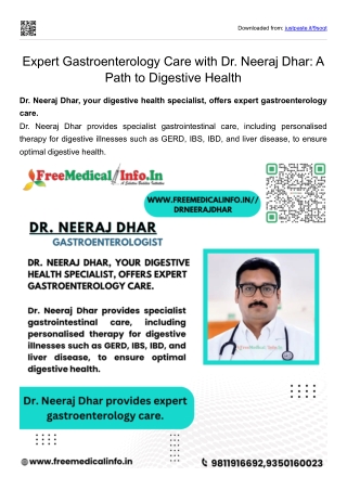 Expert Gastroenterology Care with Dr. Neeraj Dhar A Path to Digestive Health