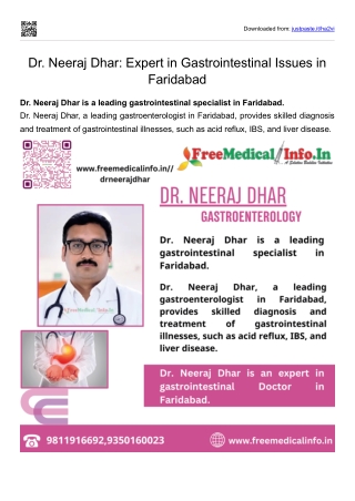 Dr. Neeraj Dhar Expert in Gastrointestinal Issues in Faridabad