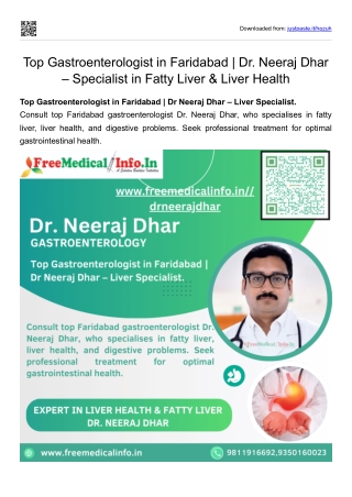 Top Gastroenterologist in Faridabad  Dr. Neeraj Dhar – Specialist in Fatty Liver & Liver Health
