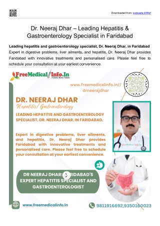 Dr. Neeraj Dhar – Leading Hepatitis & Gastroenterology Specialist in Faridabad