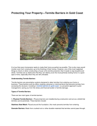 Protecting Your Property Termite Barriers in Gold Coast
